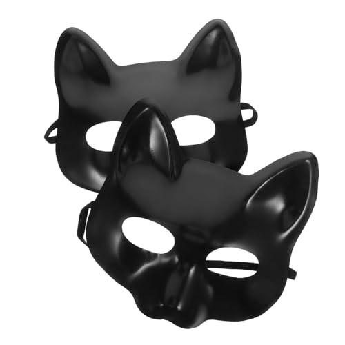 Kichvoe 2Stücke Leere Katzenmasken zum Bemalen DIY Papiermasken für Kreative für Halloween Maskenbälle und Partys Atmungsaktiv und Leicht aus Papierzellstoff Gefertigt