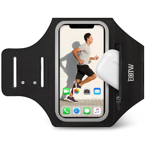 Handytasche Joggen Sportarmband Handyhalterung Arm mit Airpods Tasche für iPhone 16/15/14/13/12 Pro Max Galaxy S24+/S23+/S22/S21/S20 (6,2"~6,8")