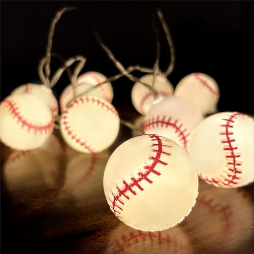 Baseball Lichterkette,1.5M 10LED Kinderzimmer Lichterkette,LED Lichterkette Baseball Design Batteriebetrieben,für Themenparty,Weihnachten,Inneneinrichtung,Party Deko