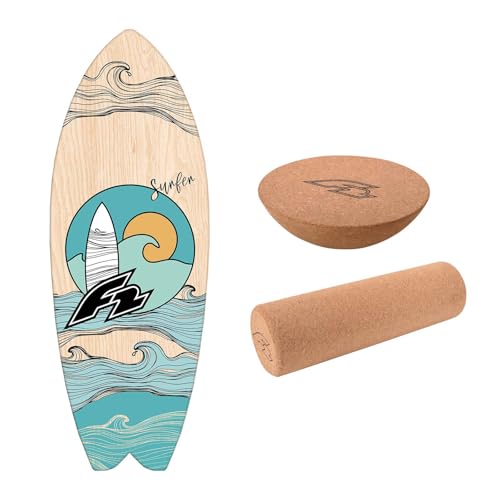 F2 Set Balance Board Surfer 87x32cm + Halbkugel und Korkrolle