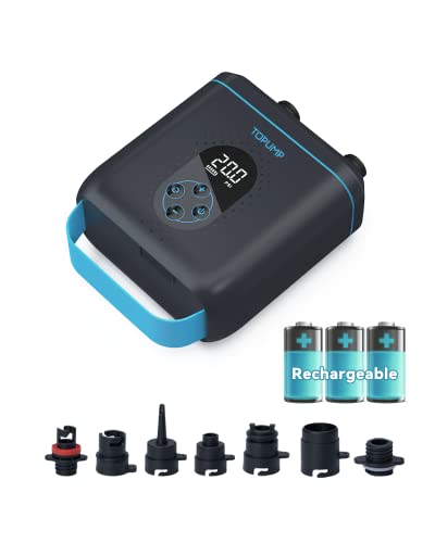 TOPUMP 20PSI Elektrische SUP-Pumpe TPS260, Wiederaufladbar, Auto-Off, 2-Stufen Inflation/Deflation, Typ-C für Paddle-Board, Kajak,Flügel,Drachen,Zelt