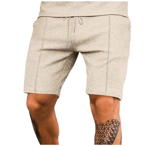 Kurze Hose Für Herren vielseitig, lässig, locker, fünf Ppoint-Sportshorts Grüne Shorts(Khaki,XL)