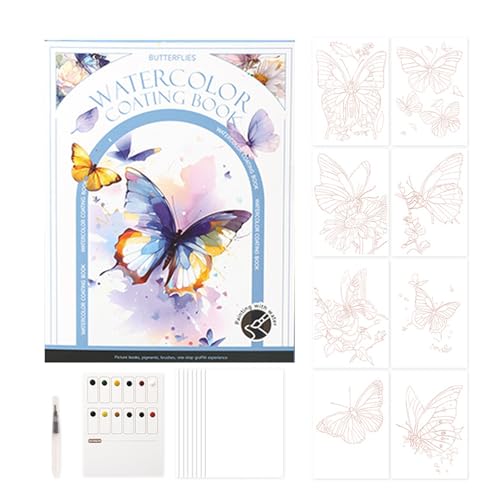 Générique Watercolor Travel Set, Travel Water Color Set with Palette and Brush, Tragbares Drei-Fold Miniatur-Malset, 12 Farben-Kunstprodukte für Schüler und Maler, 7,32 x 5,59 Zoll
