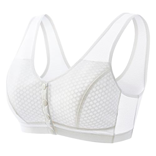 BHs mit Frontverschluss für Damen, BHs für ältere Frauen, Vollschalen, Komfort-BHs für Damen, Übergröße, volle Abdeckung, gepolsterter Tank-Top, Unterwäsche, atmungsaktiv, leicht, nicht abfärbender