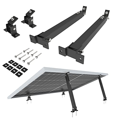 NuaSol Aufständerung Solarmodul Halterung Balkonkraftwerk Flachdach | Verstellbar 15°-30° | 2 Solarpanels Photovoltaik Universal Wand Flachdachmontage, PV Module | Einfache Befestigung | Schwarz