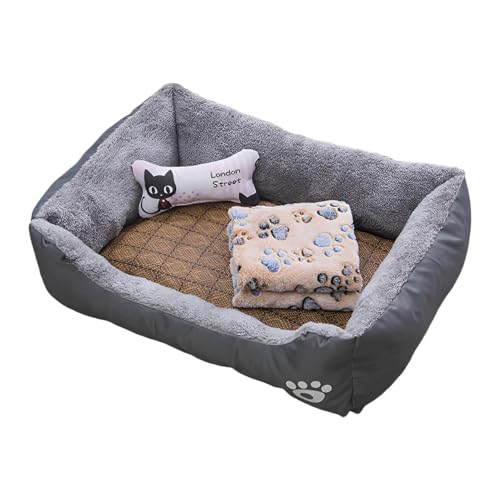 CAT NEST BED | SOFA CAT CAME BED HAUS FÜR CAPE HAUS | Hundebett mit Kühlmatte, Decke und Spielzeugknochen, weiches Kissen Rechteck Katze
