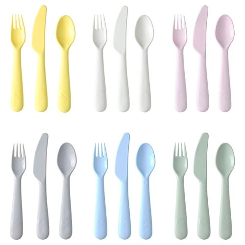 IKEA Kalas Besteck-Set für Babys/Kleinkinder, 18-teilig, Pastellfarben, mehrfarbig, BPA-frei