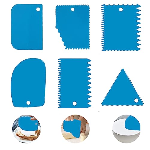 6 Stück Teigkarte Teigschaber Set, Kuchenschaber Kunststoff Silikon, Teigschneider Teigkarte Set, Spachtel Antihaftbeschichtete, für Pizza, Gebäck, Brotbacken, Kuchen, Backzubehör Schaber