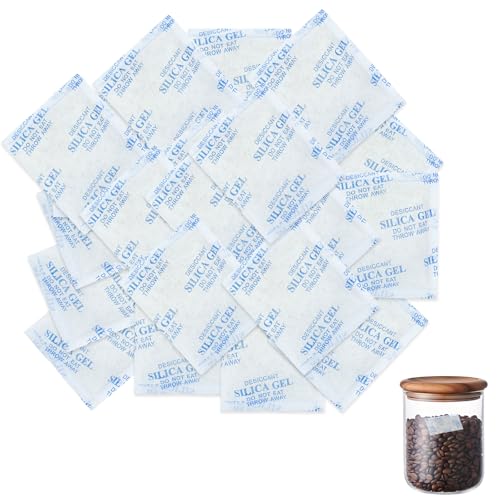 60 Pack Silicagel Beutel, 10g Silicagel Trockenmittelpakete, 7x4.5cm Regenerierbar Feuchtigkeitsabsorber, Wiederverwendbar Silica Kügelchen Trockenmittelbeutel für 5L Futterautomaten Katze