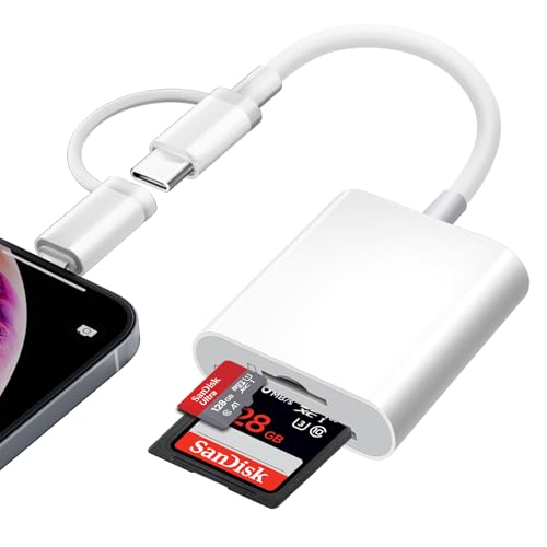 SD Kartenleser iPhone,SD Card Reader für iPhone/iPad/Kamera,SD Kartenleser USB C,iPhone SD Kartenleser,Speicherkartenleser mit Micro SD/SD-Kartensteckplätzen,Kartenlesegerät für SD/Micro SD/SDHC/SDXC