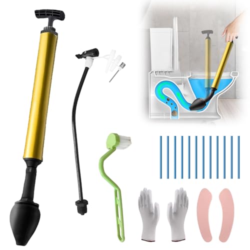 Hochdruck Abflussreiniger Pumpe, Pömpel Abfluss, Rohrreiniger Druckluft, Rohrreinigungspumpe Abflussverstopfung, Toilettenreinigung Pömpel für Toiletten Küche Badezimmer Dusche Waschbecken
