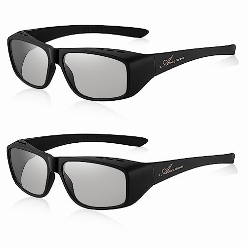 AoHeng Kino Passive 3D Brille für RealD Filme,Großer Rahmen,Klarer,Heller(2 Stücke)