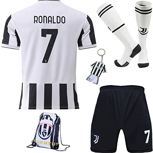 BlackAzat 2021/2022 Heim #7 Football Fußball Kinder Trikot Shorts Socken Set Jugendgrößen (Weiß,28)