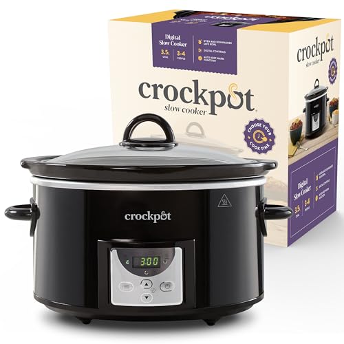 Crockpot Digitaler Schongarer | 3,5 L (3 bis 4 Personen) | Programmierbarer Countdown-Timer | EU-Stecker mit 2 Stiften | Schwarz [CSC113X]