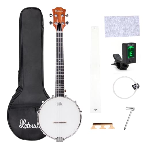 Kmise Professionelle Tenor-Banjo-Ukulele, 66 cm, Banjolele mit Taschengurt, Tuner Picks