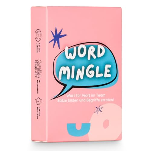 WORD MINGLE - Wort für Wort im Teamwork Sätze bilden und Begriffe erraten | Kartenspiel perfekt für lustigen Spieleabend mit Freunden & Familie