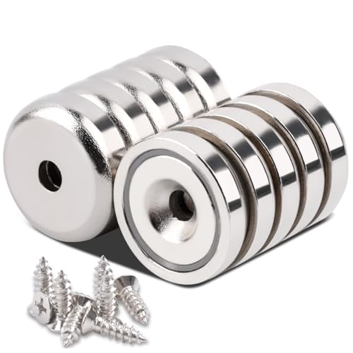 Aenienoe 10Stück Neodym Magnete 25mm Magnete Extra Stark mit Loch 30KG Kraft Topfmagnet Rund Magnet zum Anschrauben Schrauben