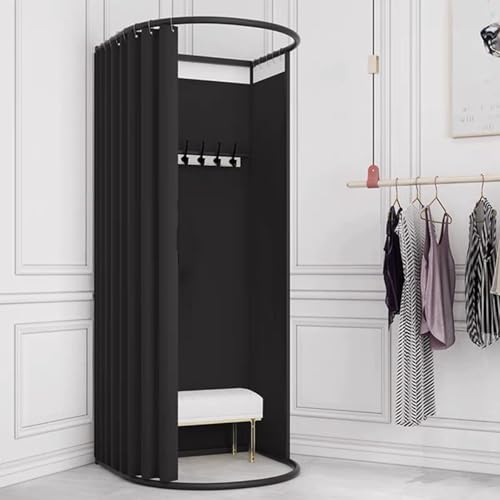 WUGCHDA Freistehendes Umkleideraum, Tragbare Mobiles Umkleideraumrahmen, U-förmiges Temporäres Privatsphärenraum für Bekleidungsgeschäfte, Einkaufszentren, Büros, Boutiquen, 200 x 100 x 95 cm (Black)
