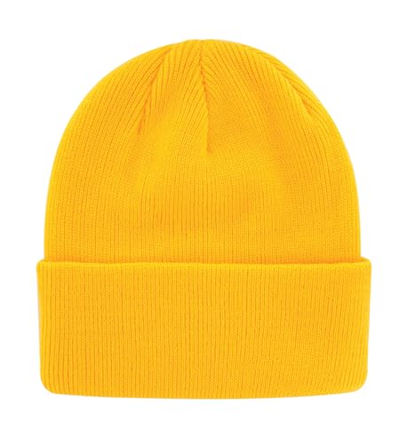 axy Kinder Winter Beanie Strickmütze mit breiter Krempe für Jungs und Mädchen von 1-6 Jahren, Kindermütze Jungen Kleinkind (Gelb)