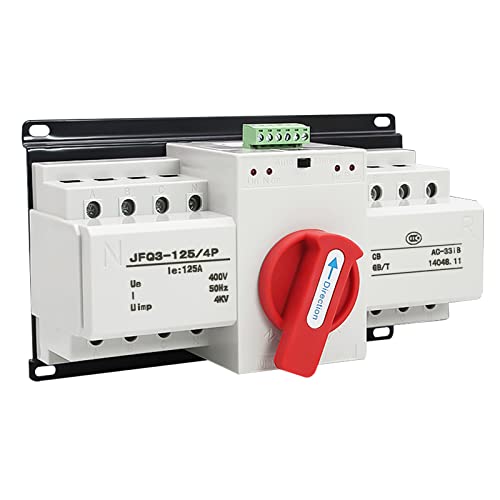Dual Power Automatischer Transferschalter, 4P 125A AC 220V Notstrom Umschalter Lastumschalter Netzumschalte, Dual Netzteil Automatic Übertragungsschalter für Brandbekämpfung, Flughäfen, Fernsehsender