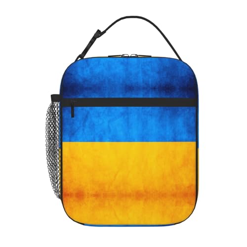 JEJEA Lunchtasche mit ukrainischer Flagge, für Damen, Herren, Erwachsene, Lunchbox, Behälter mit Vordertasche, Kühltasche