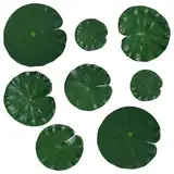 HJZHII 8 Stück Seerosen Künstlich Laub,Künstliche Seerosen Simulierte Lotusblätter Teichpflanzen Künstlich Schwimmende Schaumstoff Ornament Lilien Pads Teichdekoration Seerosenblätter für Terrasse