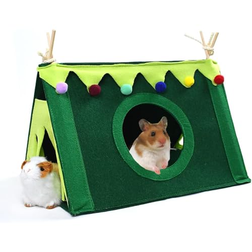 MOAZIFI Meerschweinchen Zubehoer, Kleintierhaus, Kuschelhöhle, Meerschweinchenversteck waschbar, Meerschweinchen Zubehör, Für Frettchen Chinchillas Igel Hamster Gleiter Ratten (Grün L) ﻿