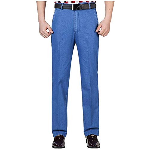 KEERADS Herren Straight Jeans Lässige Businesshose aus Festem Denim Hosen Jeanshose (36W / 34L, Hellblau)