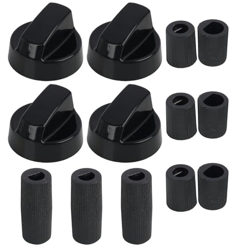 Universal-Schaltknöpfe FüR öFen, Herde Und Kochfelder, Kompatibel Mit Vielzahl Von HaushaltsgeräTen, Schwarz, 4er-Pack Mit 5 Adaptern，Die Eine Einfache Und Schnelle Montage ErmöGlichen