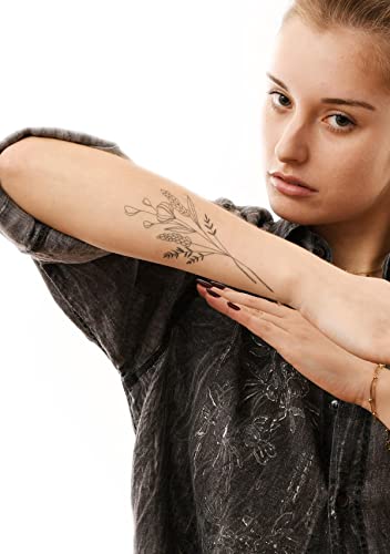 TATYOU® Premium Qualität I Temporäres-Tattoo | Original Design von Top Künstler Masked Tattooer I Vegan und für empfindliche Haut (Wild Flowers)
