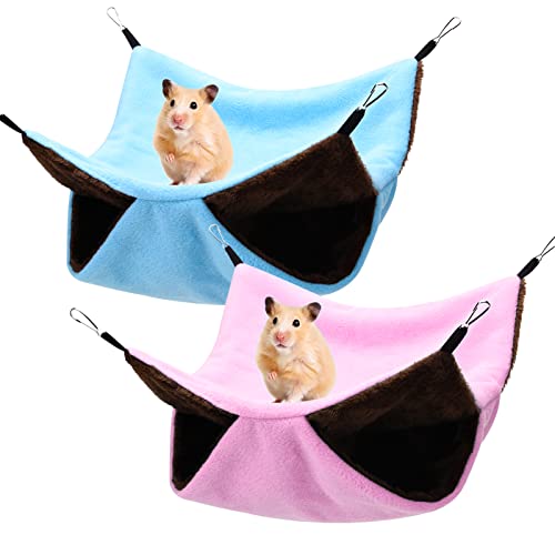 olyee 2 Stück Meerschweinchen Hängematte, Hängematte für Kleintiere, Kuschelhöhle Meerschweinchen, Weiche und Warme Haustiere Käfig Haustier Hängematte für Hamster, Frettchen Käfig, Einfarbiges