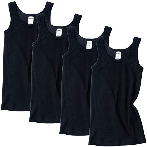 HERMKO 2800 4er Pack Jungen Unterhemd (Weitere Farben) Bio-Baumwolle, Farbe:schwarz, Größe:176