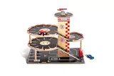 Parkhaus Spielset aus Holz von Hape | Autogarage auf DREI Ebenen mit Autos und Hubschrauber