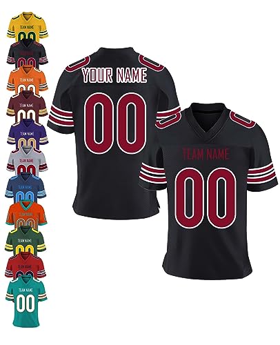 American Football Trikot Personalisiert Trikot mit Namen Logo Herren Sporthemden Personalisierte Schnelltrocknend Atmungsaktiv T-Shirt für Dammen Kinder Jungen, S-7XL, A10