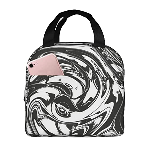 351 Lunchtasche Schwarzer Marmormeister Mittagessen Tragetasche Erwachsene Isoliertasche Mädchen Picknick-Handtasche, Für Kinder, Studenten, Arbeit
