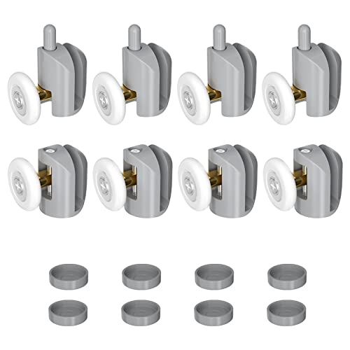 Relota 8 Stück Duschkabine Rollen 23mm, Laufrollen Schiebetür mit 8 Deckel, Anti-Rost Duschtürrollen, Duschtür Rollen, Badezimmer Ersatzteile für Glas Dusch Schiebetüren, Duschkabinen, Duschtüren
