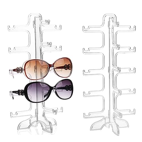 2 Stück Sonnenbrillen Ständer, 5-Lagen Brillen, Brillenständer für Mehrere Brillen, Gelten für AufbewahrungSonnenbrillen, Planspiegel, Myopia-Brillen (Transparent)