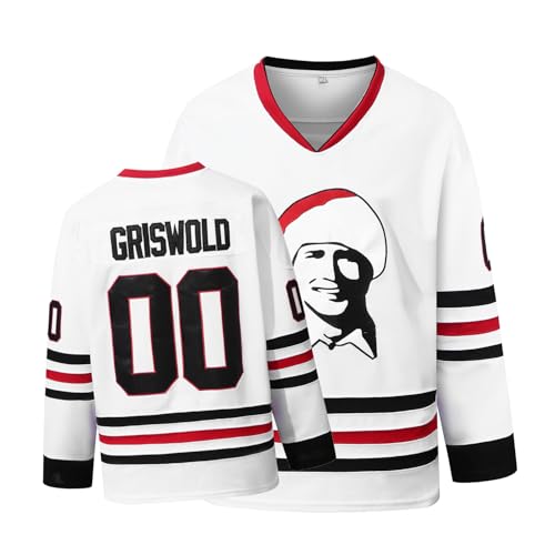 YWIES Griswold #00 Movie Christmas Hockey Trikots Stitched Letters and Numbers S-XXXL, Weiss/opulenter Garten, M