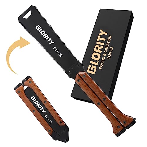 HandsäGe, Glority 8 Zoll JapansäGe Klapp-ZugsäGe, 13/14 TPI HandsäGe Holz, 3-Seitige Schleifzahnrad-SäGe, Sk5-Blatt-ZugsäGe, BüNdigschnittsäGe FüR Hartholz, Weichholz, Heimwerker, DJS-22