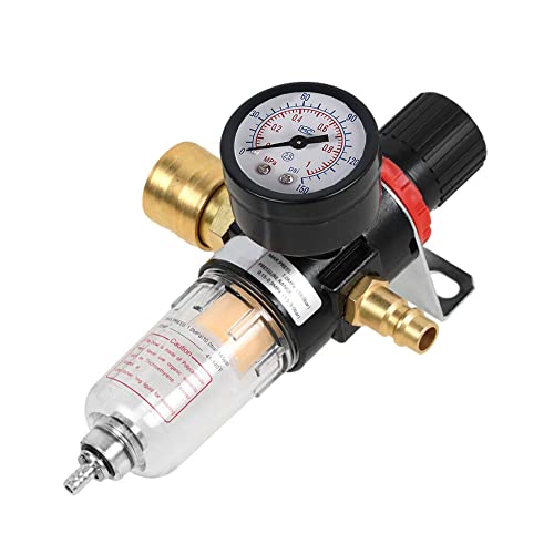 MOCNT 1/4" BSP Filter Wasserabscheider Ölabscheider Druckminderer Druckluft Kompressor Feuchtigkeitsfalle Druckregler Pneumatische Luftfilterregler Messing Schnellverbinder