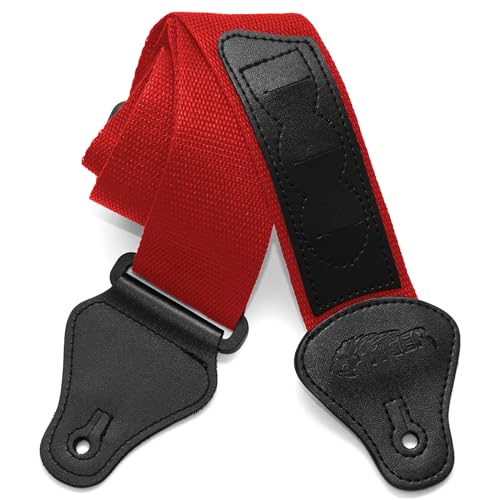 TIGER STP2-RD Nylon Gitarrengurt für Akustische, Klassische, Elektrische und Bassgitarren - Rot
