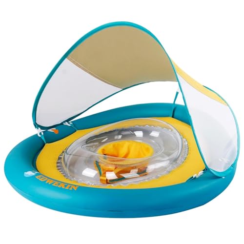 EDWEKIN® Einzigartiger Baby Schwimmsitz mit abnehmbarem Sonnendach, Kinder Schwimmring, Baby Schwimmhilfe mit Sonnenschutz, Schwimmreifen für Kleinkinder