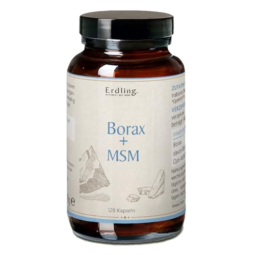 Erdling Borax-Kapseln – hochreines Natriumtetraborat-Decahydrat – 120 Kapseln im Braunglas – laborgeprüft, vegan & ohne Zusatzstoffe – 100% Made in Germany