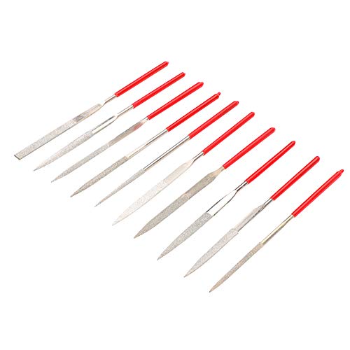 10 Stück Diamond Nadelfeile mit Komfortable Handgriff, Metall Diamant Gitarren Feilen Set, Werkzeug zum Reinigen, Reparieren, Justieren, Prüfen von Akustischen Elektrischen Konzertgitarren