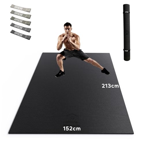 HAPBEAR Yogamatte XXL- Extra Groß Breit Sportmatte Fitnessmatte Rutschfest 213cm x 152cm/183cm x 122cm x 8mm Dicke, Hoher Dichte Ultra Haltbar PVC, Gymnastikmatte Schuhfreundlich