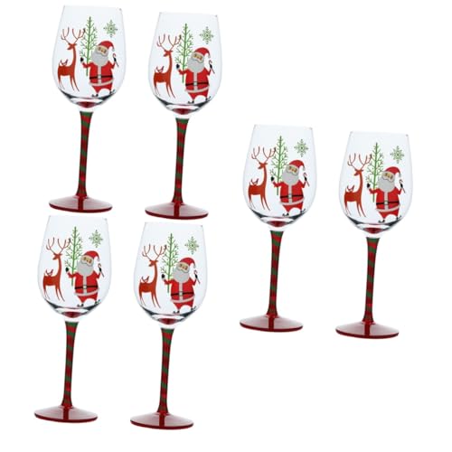 Garneck 6 Stk Weihnachtsgläser mit Stiel weinverkostung wine tasting weihnachtbaum santa Hochzeit Weingläser Weihnachtsbrille Cocktailgläser Weihnachtskelche weihnachtliche Elchbrille Glas