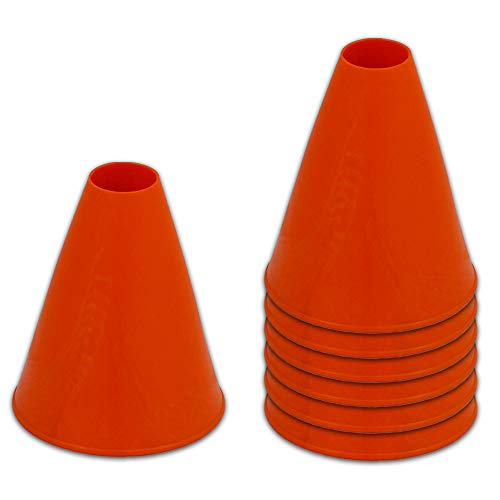 UvV Fahrschul Pylonen für Fahrtraining Schulkegel- der Kegel ist 19cm hoch - als Set mit 7 Stück ohne Standfuß ideal für Motorrad übungen (Orange)