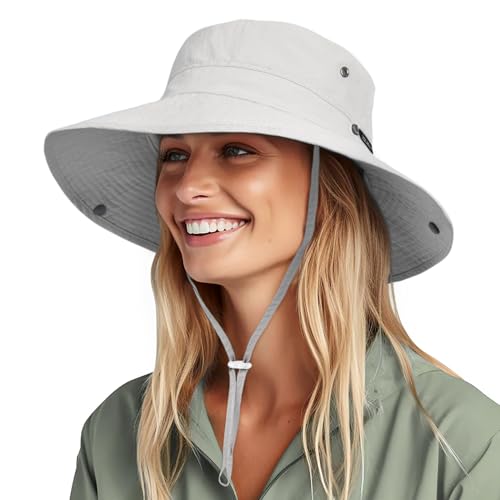 FURTALK Unisex UV Schutz Sonnenhut für Damen Herren Sommerhut Faltbar Wanderhut Tragbar Outdoor Fischerhut mit Breite Krempe