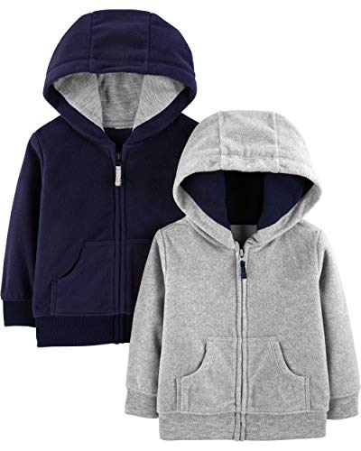 Simple Joys by Carter's Baby-Jungen 2-Pack Fleece Full Zip Fashion-Hoodies, Grau/Marineblau, 3-6 Monate (2er Pack)