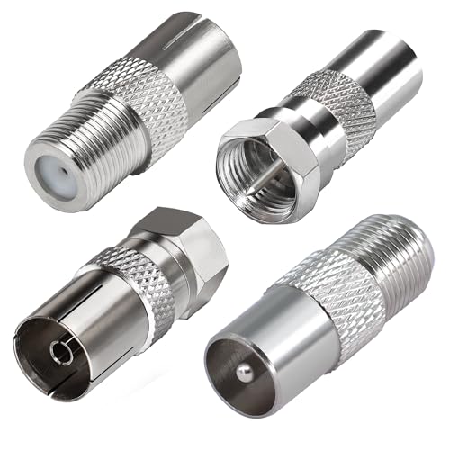 TUOLNK TV Luftadapter f männliche/weibliche TV -TV Koaxial Stecker Kit für Satellitenkabel, Antennenkabel, Luftkabel F Type to Coax Adapter Kit 4pcs
